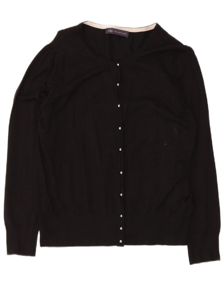 Marks & Spencer Damen-Cardigan-Pullover UK 14 Mittelschwarze Viskose