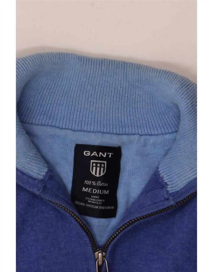 Gant Herren-Pullover mit Reißverschluss am Hals, mittelblaue Baumwolle