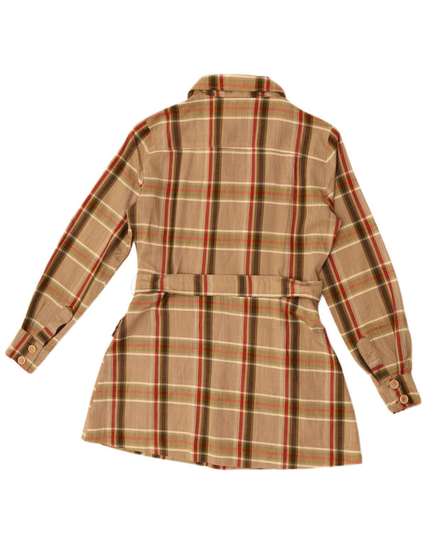 Daniel Hechter Damen Longline-Hemdbluse UK 10 Small Brown Check