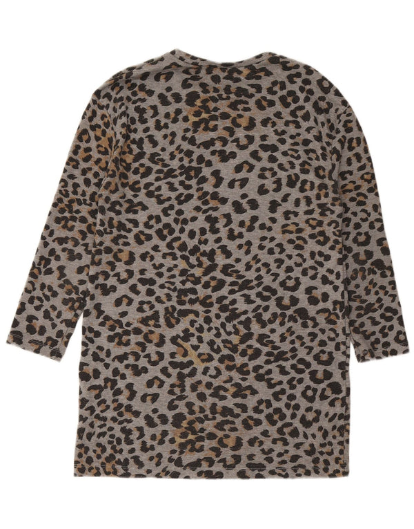 Zara Damen Trafaluc T-Shirt-Kleid UK 12 Mittelgraues Tiermuster