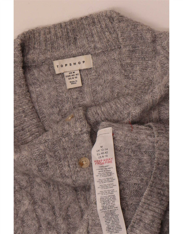 Topshop Damen Crop Cardigan Pullover UK 12 Mittelgraues Polyester