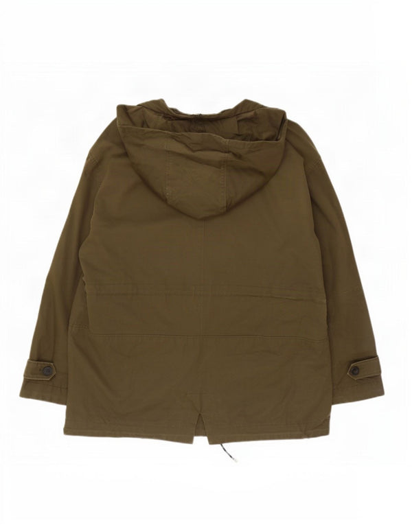 Massimo Dutti Damen-Parkajacke mit Kapuze, UK 18, XL, Khaki, Baumwolle