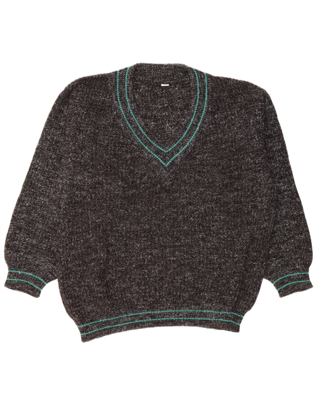 Vintage Herren V-Ausschnitt Pullover Pullover XL Schwarz Acryl