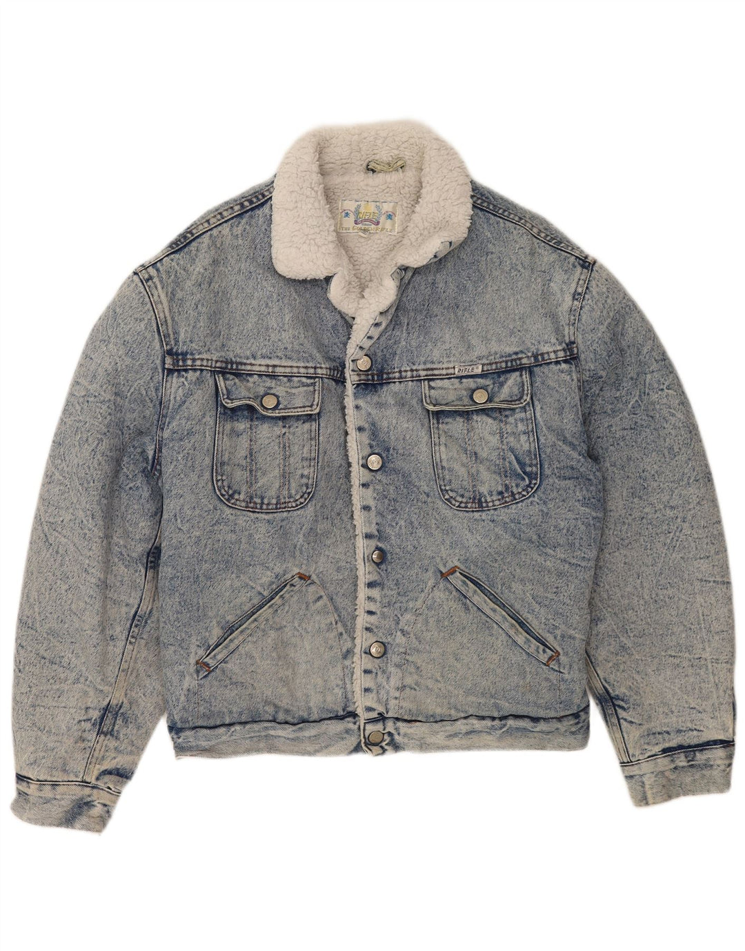 Rifle Herren Sherpa Jeansjacke UK 40 Large Blau