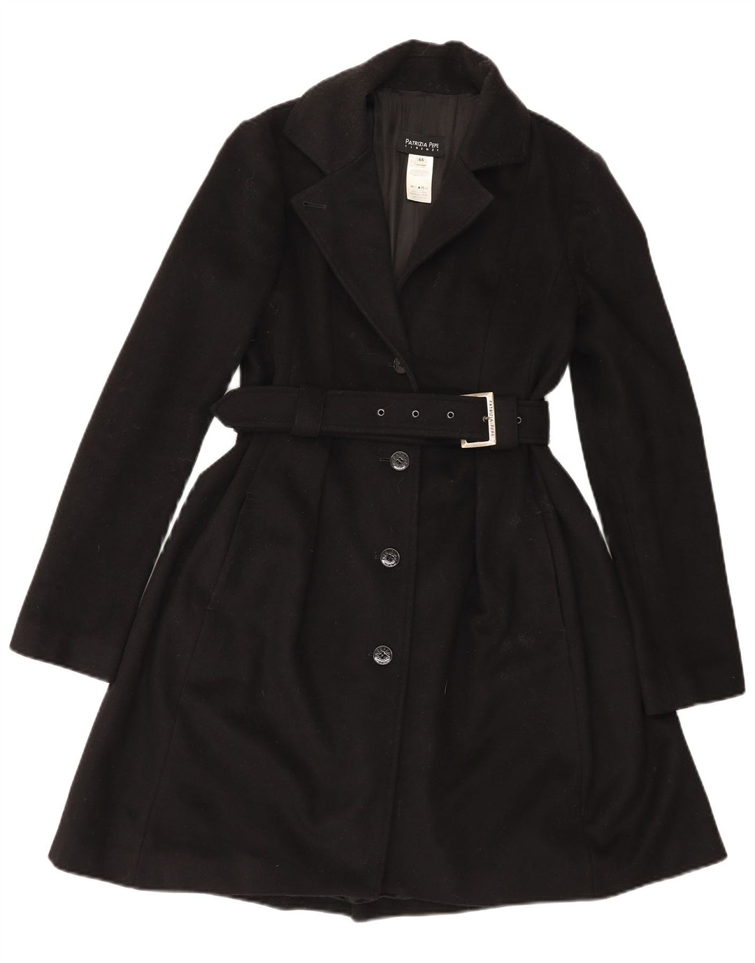 PATRIZIA PEPE Womens Overcoat IT 44 Medium Black Wool