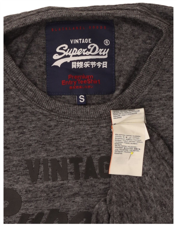 SUPERDRY Herren-T-Shirt mit Grafik, Größe S, grau gesprenkelte Baumwolle