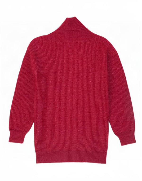 Vintage Damen Schalhalspullover Pullover UK 16 Large Burgund