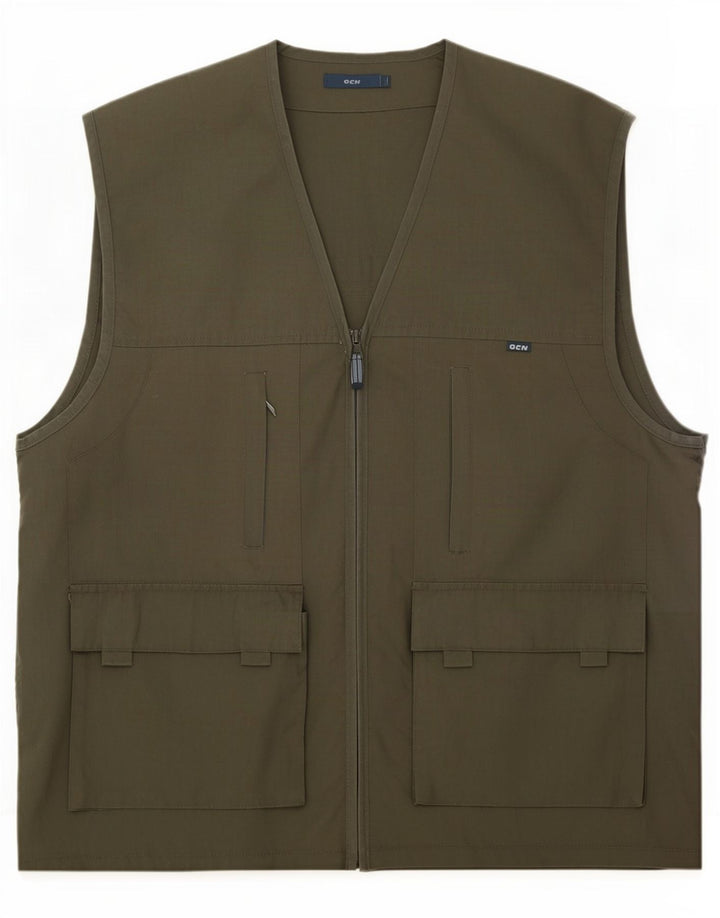 Vintage Herren Utility Gilet UK 40 Large Khaki