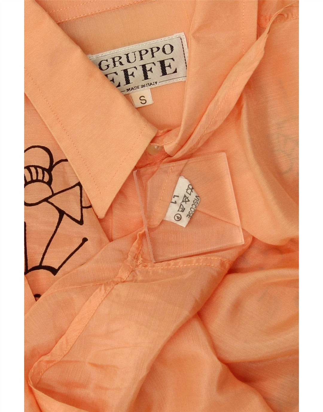 VINTAGE Herren Grafik Kurzarmshirt Small Orange Viskose