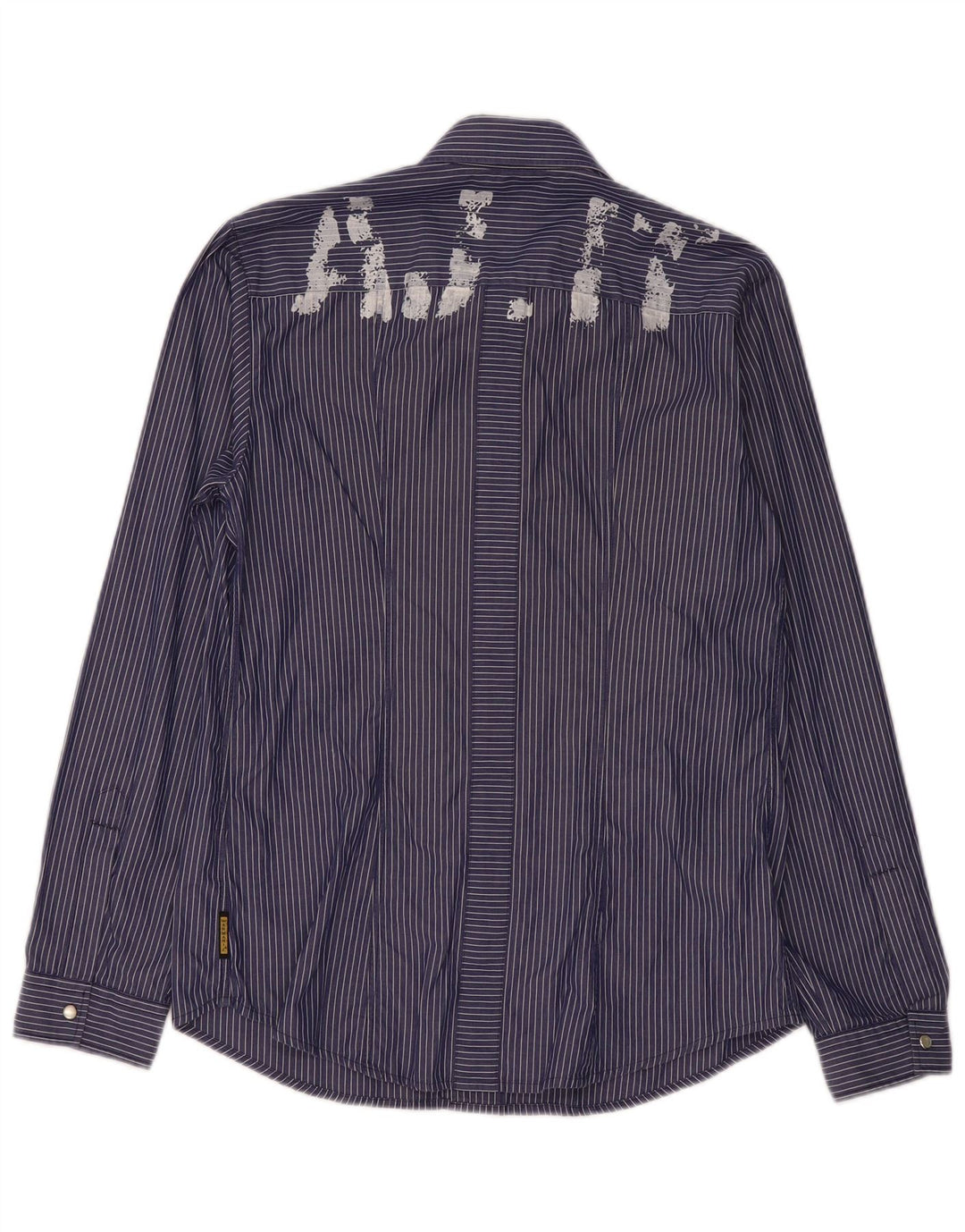 Armani Jeans Herren-Grafikhemd, mittelmarineblaue Nadelstreifen-Baumwolle