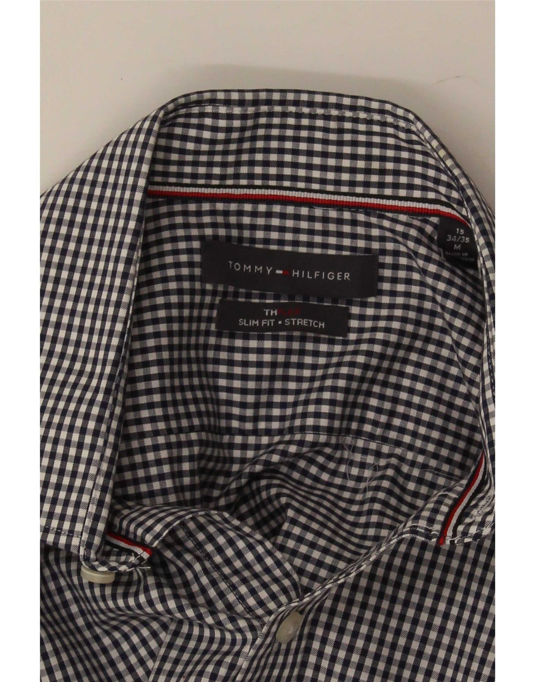 Tommy Hilfiger Herren Slim Fit Hemd Größe 15 Mittel Marineblau Gingham