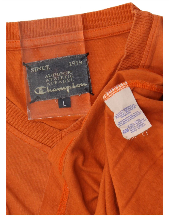 Champion Herren T-Shirt Top Large Orange Baumwolle