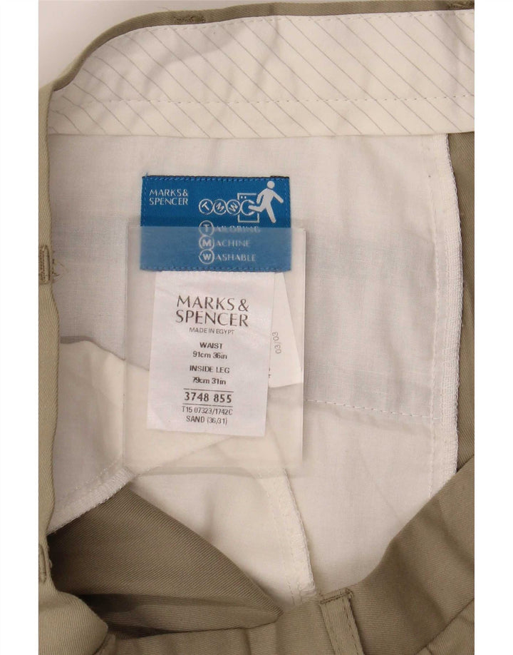 Marks & Spencer Herren-Anzughose mit Pegged-Anzug, W36, L31, beige, Polyester