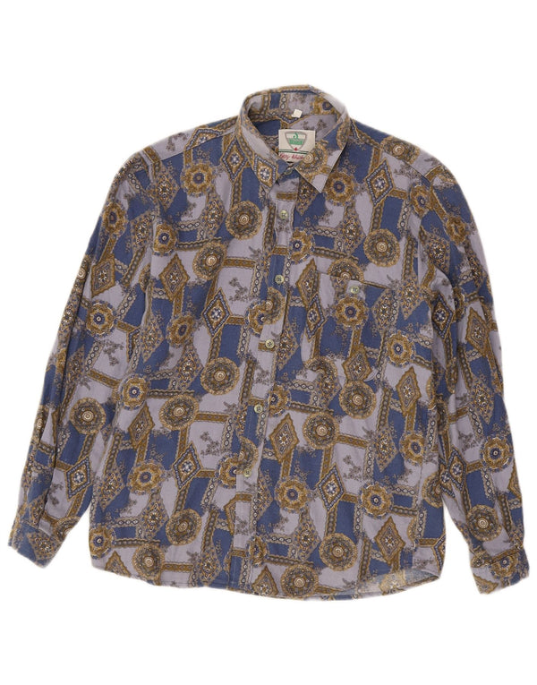 Vintage-Hemd für Jungen, 12–13 Jahre, XL, blau, geometrisch