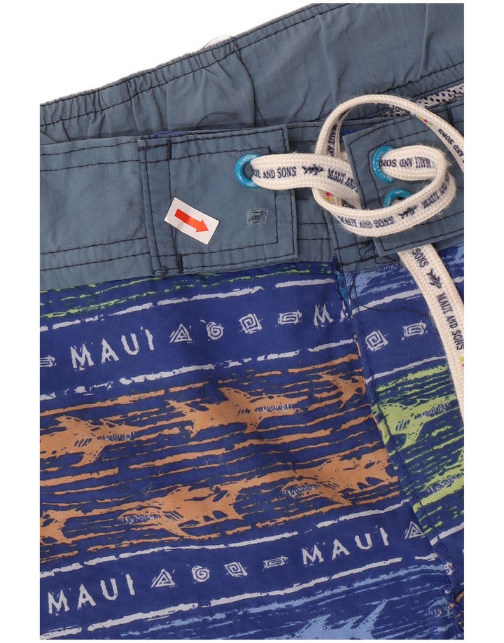 MAUI AND SONS Herren-Badeshorts, klein, blau gestreift, Polyamid
