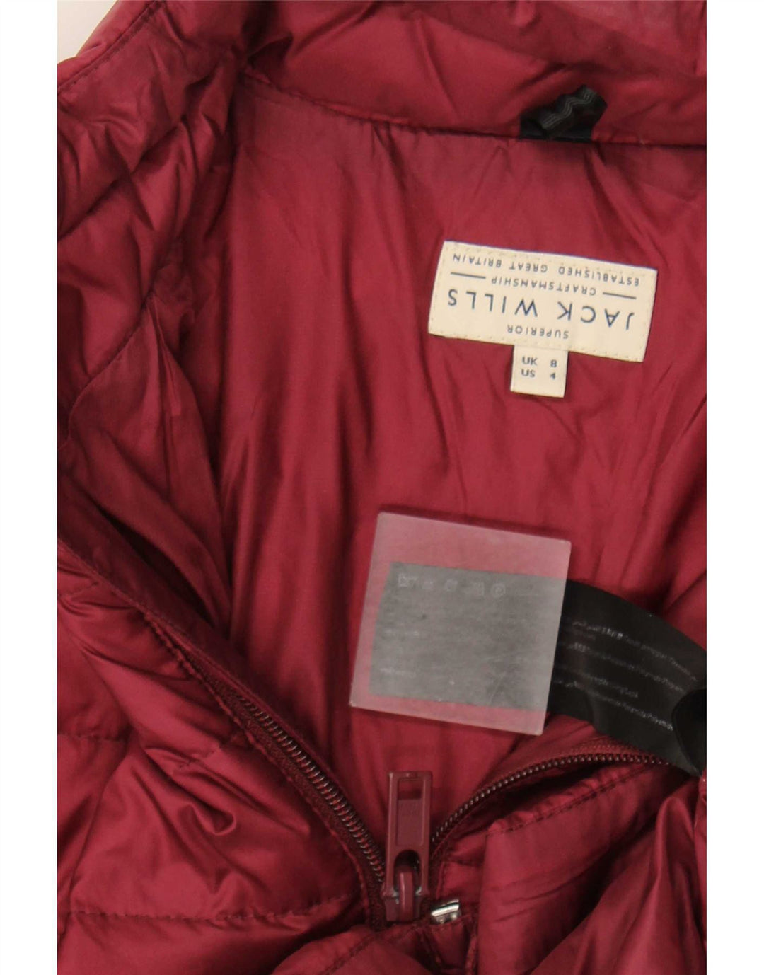Jack Wills wattierte Damenjacke UK 8 Small Burgundy Polyamid