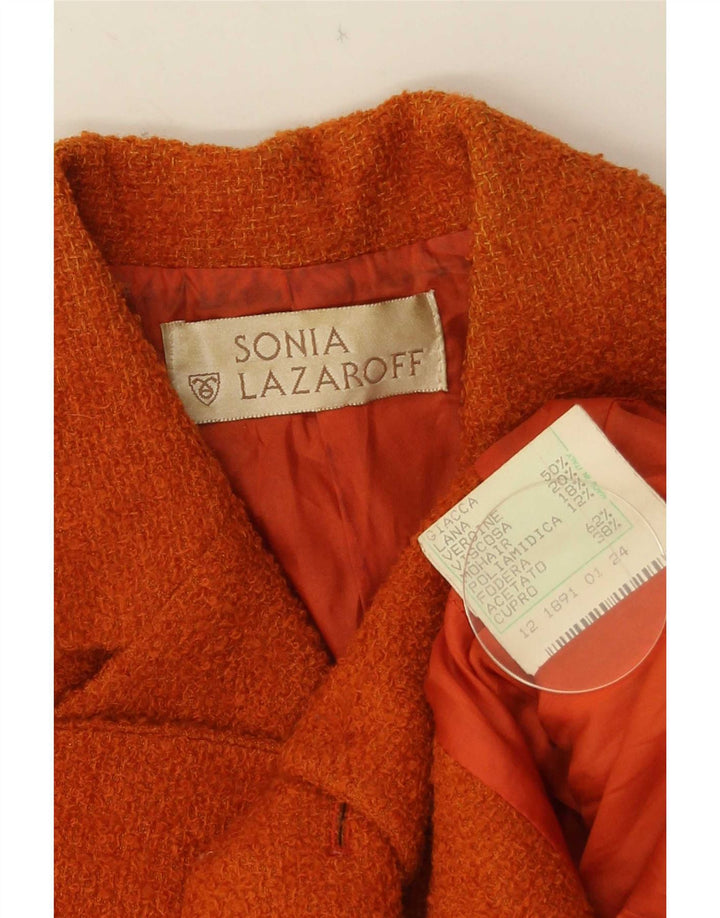 Vintage Damen 4-Knopf-Blazerjacke IT 42 Mittelorange Wolle