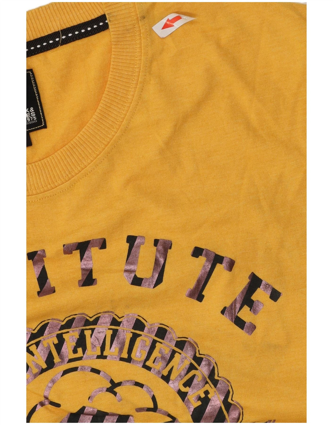 Jack & Jones Herren Grafik-Oberteil, langärmelig, mittelgelbe Baumwolle