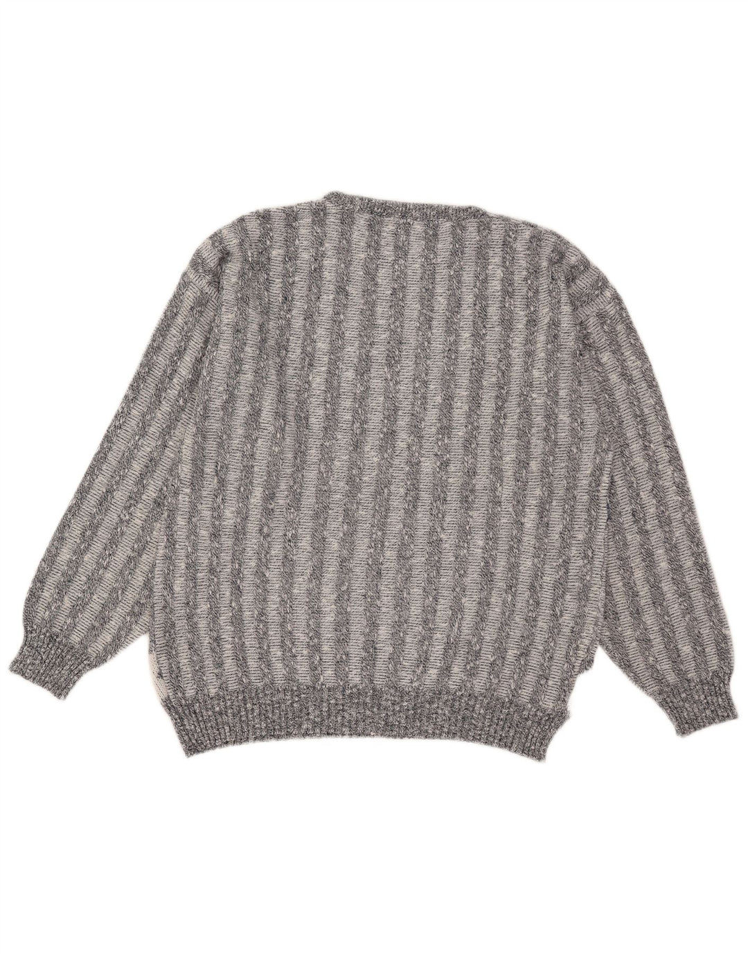 Vintage Herren Pullover mit Rundhalsausschnitt IT 50 Mittelgraues geometrisches Acryl