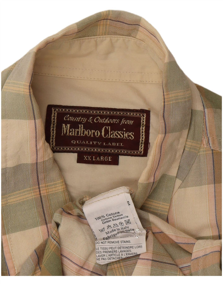 Marlboro Classics Herren Kurzarmhemd 2XL grün kariert Baumwolle