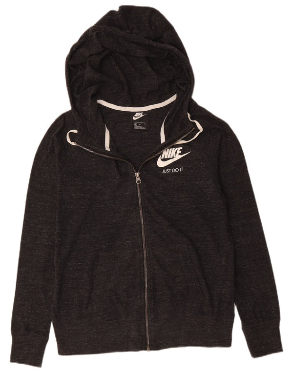 Nike Damen-Kapuzenpullover mit Reißverschluss, UK 14, mittelgrau gefleckte Baumwolle