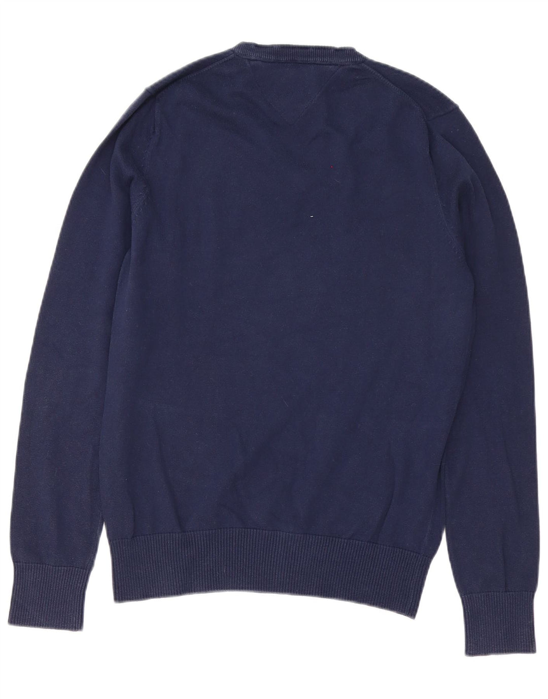 Tommy Hilfiger Herren-Pullover mit V-Ausschnitt, mittelmarineblaue Baumwolle