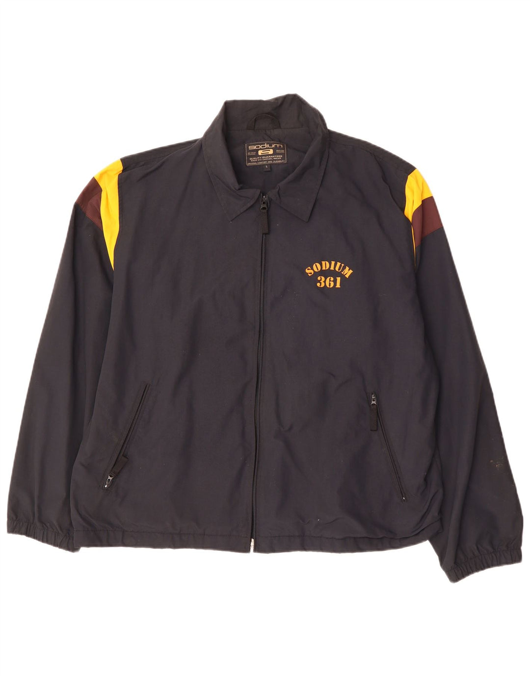 VINTAGE Herren-Trainingsanzugoberteil mit Grafik, groß, Marineblau, Farbblock