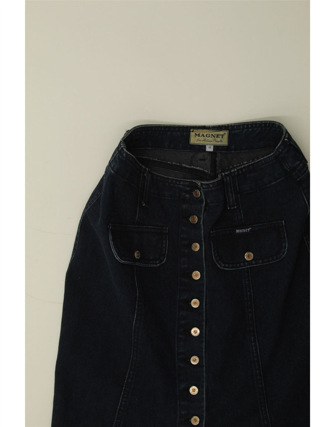 VINTAGE Damen Jeansrock IT 40 Small W27 Marineblau