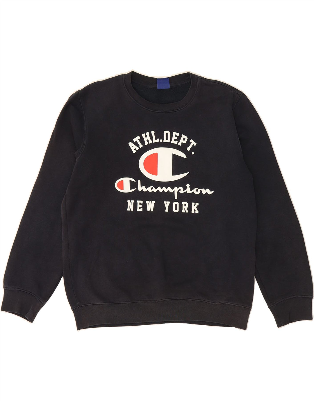 CHAMPION Mens New York Graphic Sweatshirt Jumper Medium Navy Blue Cotton Vintage Champion and Second-Hand Champion from Messina Hembry 