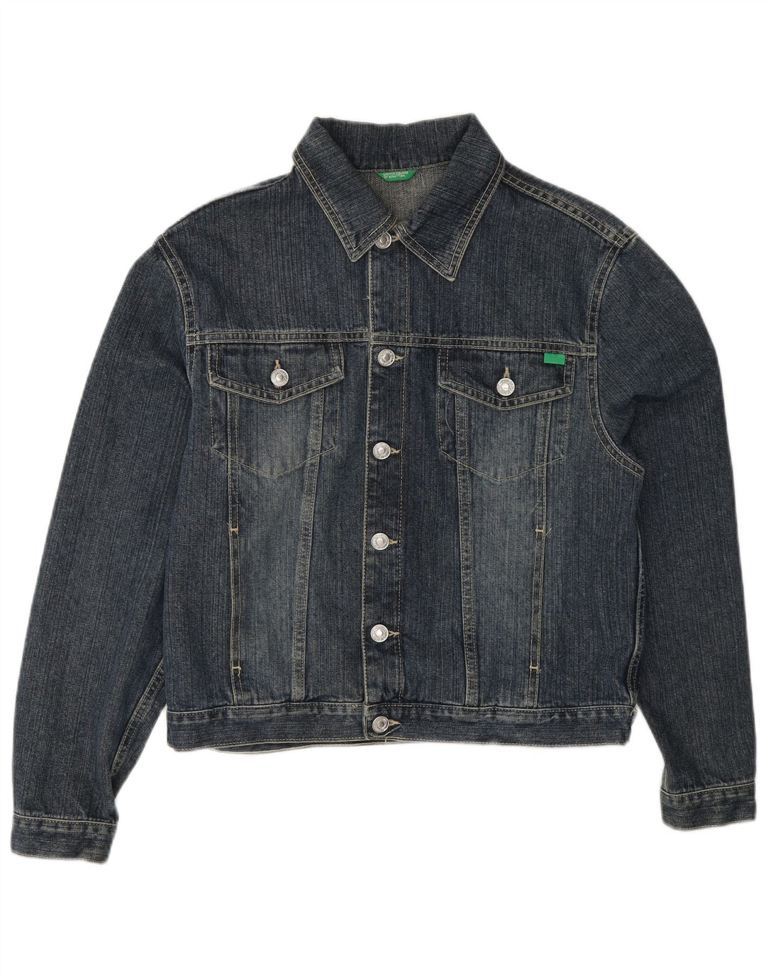 BENETTON Damen Jeansjacke UK 18 XL Blaue Baumwolle