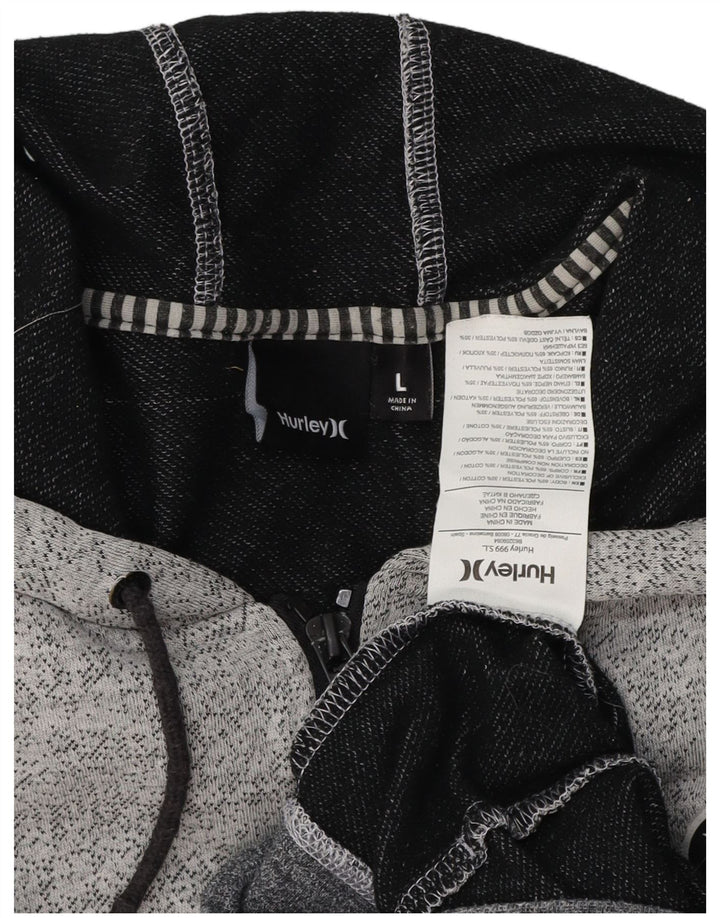 HURLEY Herren-Kapuzenpullover mit Reißverschluss, groß, graue Baumwolle