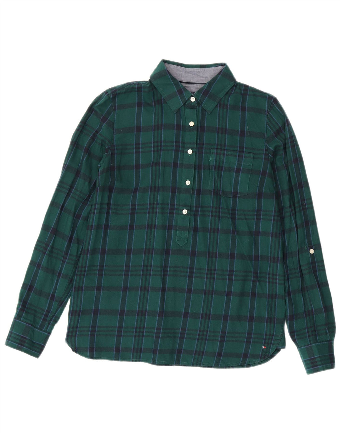 TOMMY HILFIGER Damen-Flanellhemd in Übergröße, Gr. 10, klein, grün kariert