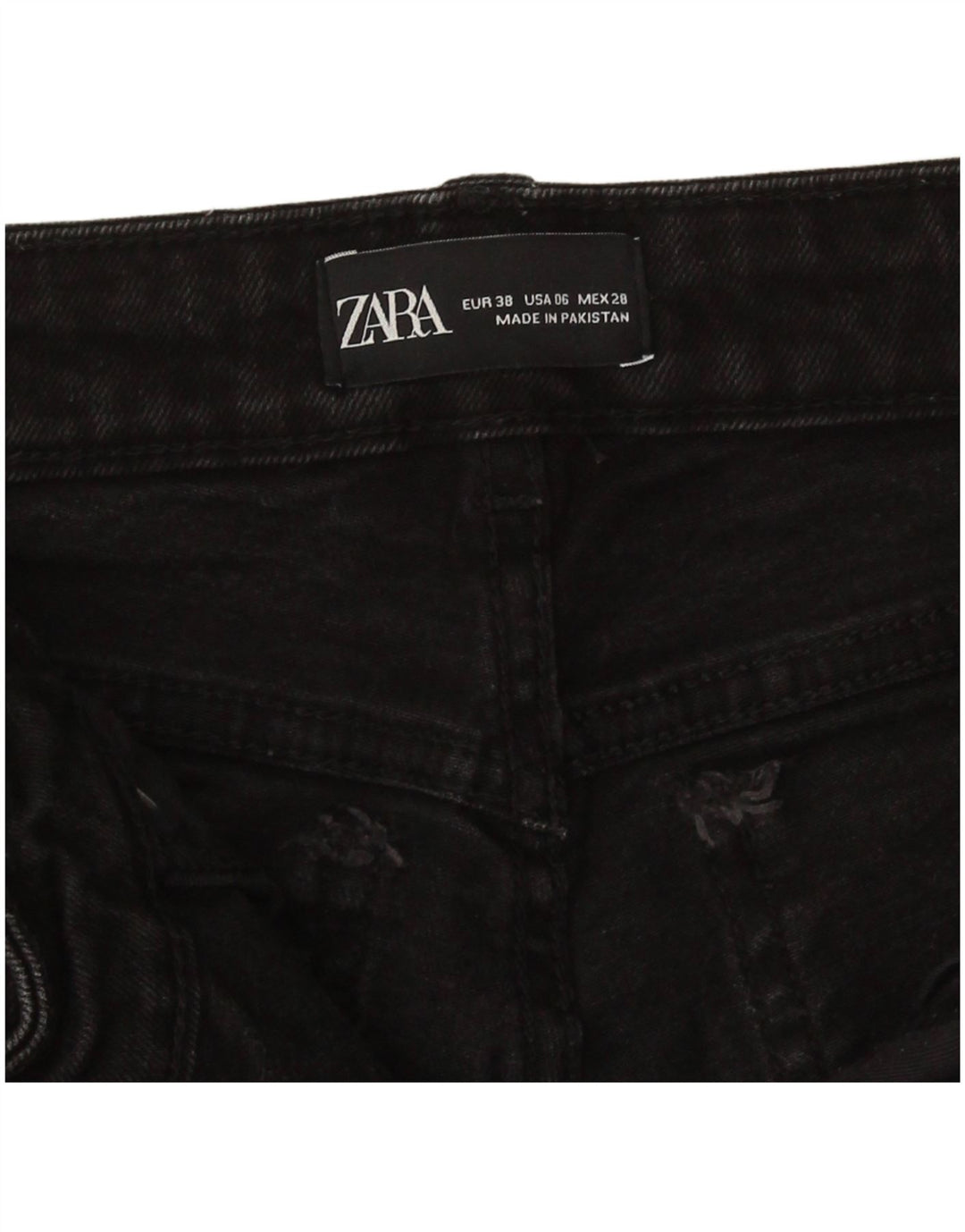 Kurze Jeans für Damen von Zara, EU 38, Größe S, W28, L24, schwarze Baumwolle