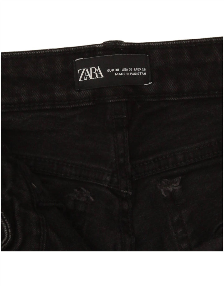 Kurze Jeans für Damen von Zara, EU 38, Größe S, W28, L24, schwarze Baumwolle