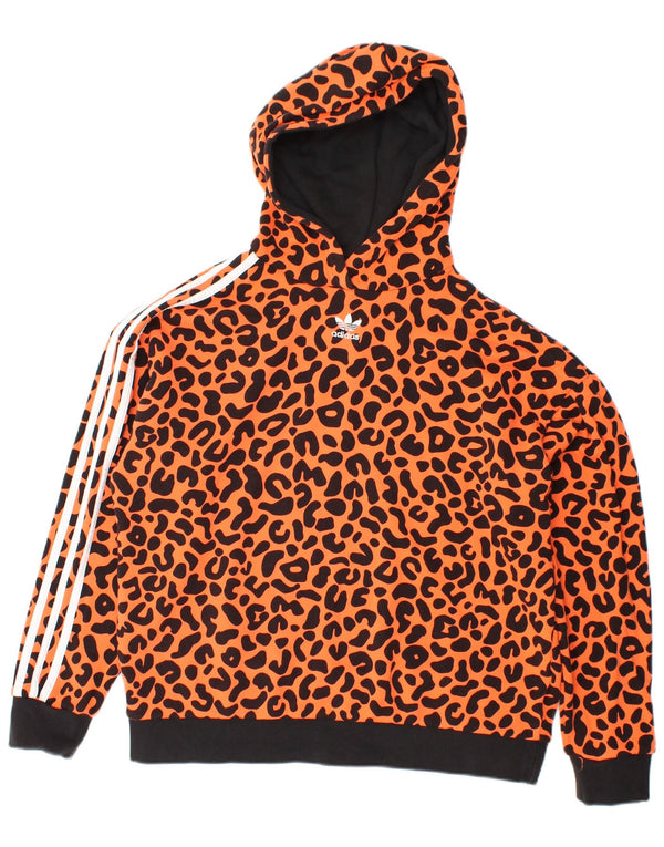 ADIDAS Damen Rich Mnisi Hoodie Pullover UK 10 Small Orange Animal Print