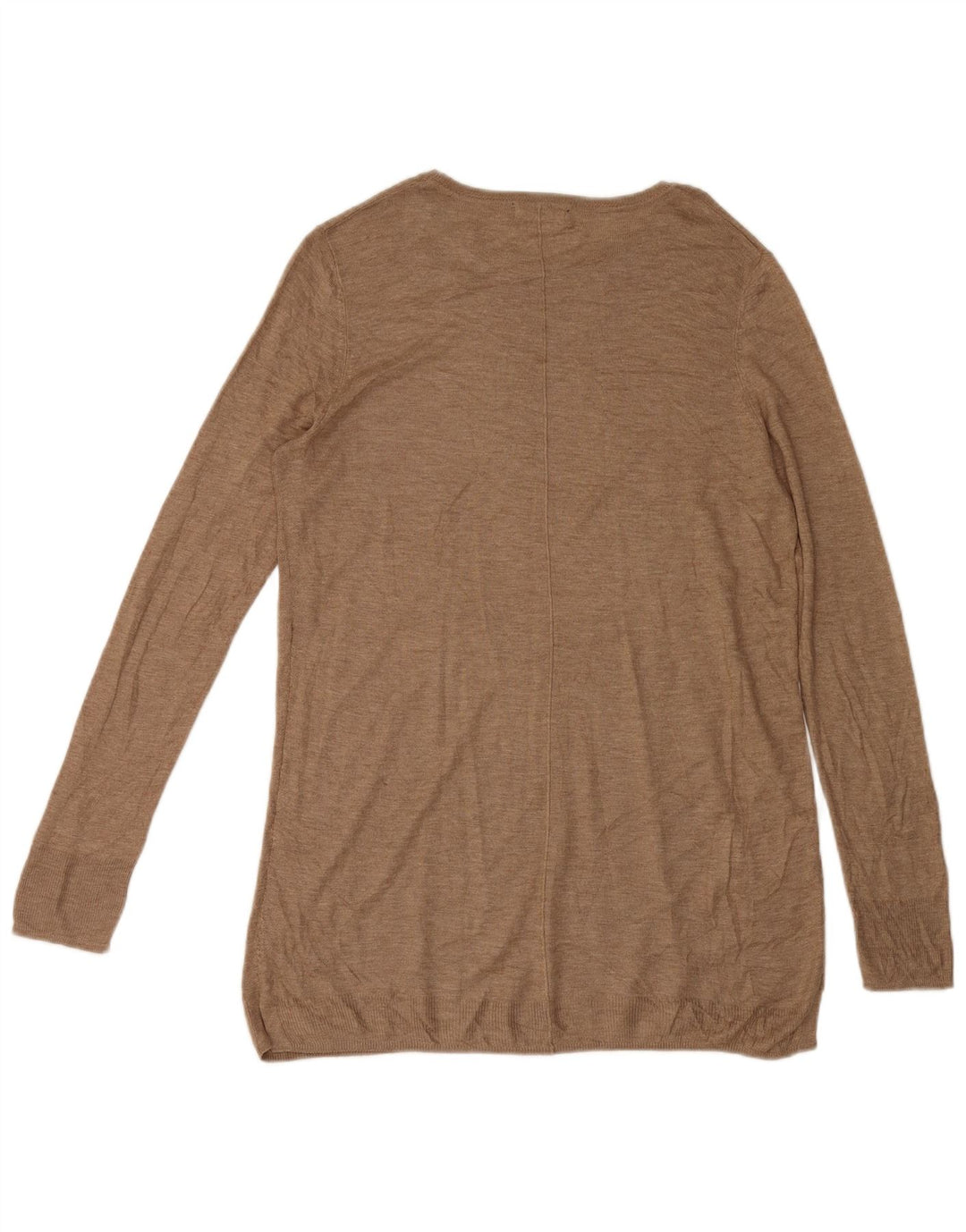 Zara Damen Longline Top Langarm UK 14 Mittelbraune Viskose