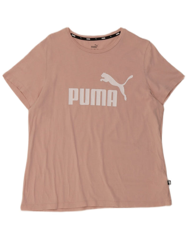 Puma Damen Grafik T-Shirt Top UK 18 XL Rosa Baumwolle