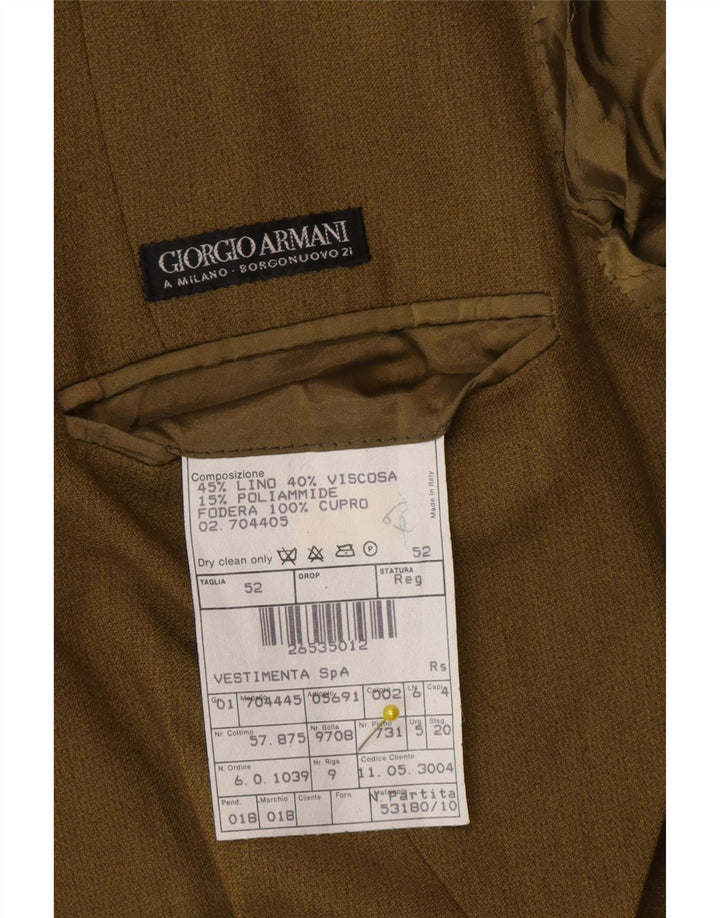 Giorgio Armani Herren 2-Knopf-Blazerjacke IT 52 Großes grünes Leinen