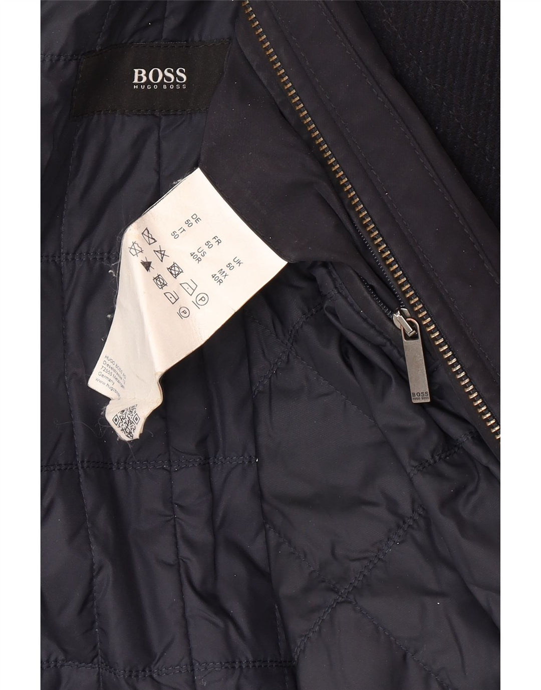 Hugo Boss Herrenmantel EU 50 Große marineblaue Wolle
