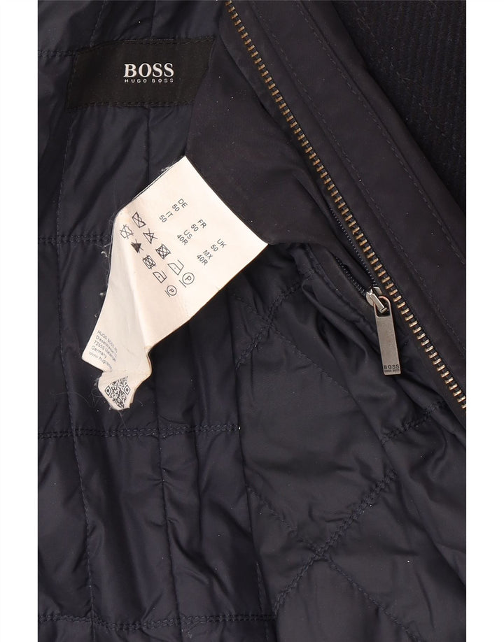 Hugo Boss Herrenmantel EU 50 Große marineblaue Wolle
