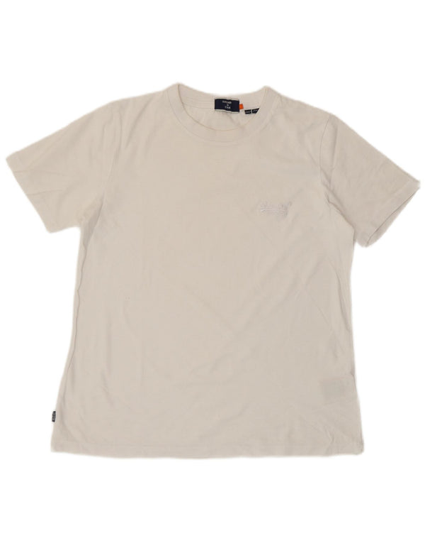 SUPERDRY Damen T-Shirt Top UK 8 Small Weiße Baumwolle