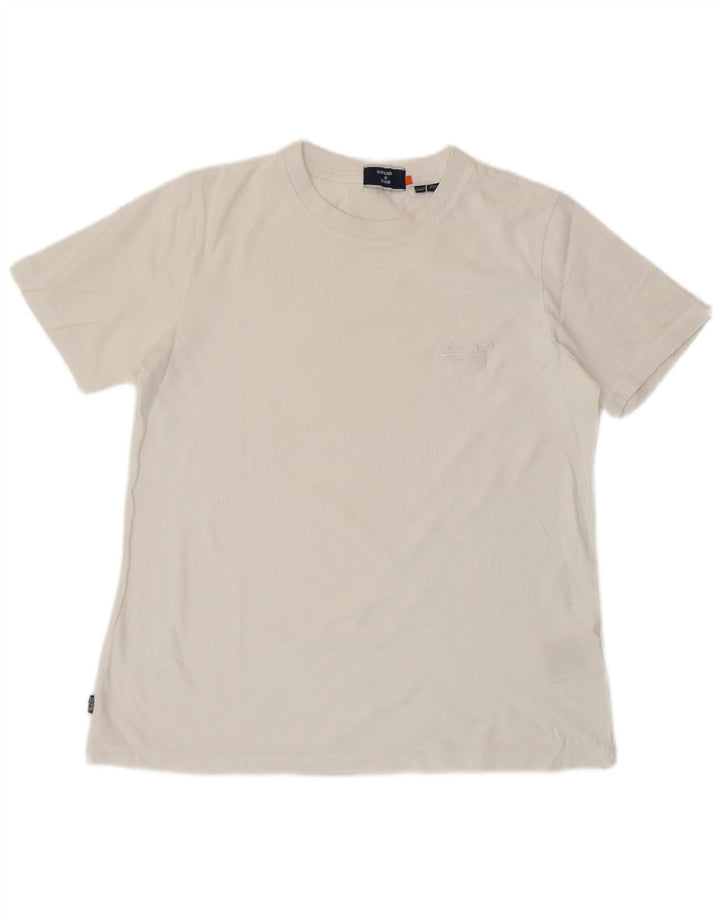 SUPERDRY Damen T-Shirt Top UK 8 Small Weiße Baumwolle
