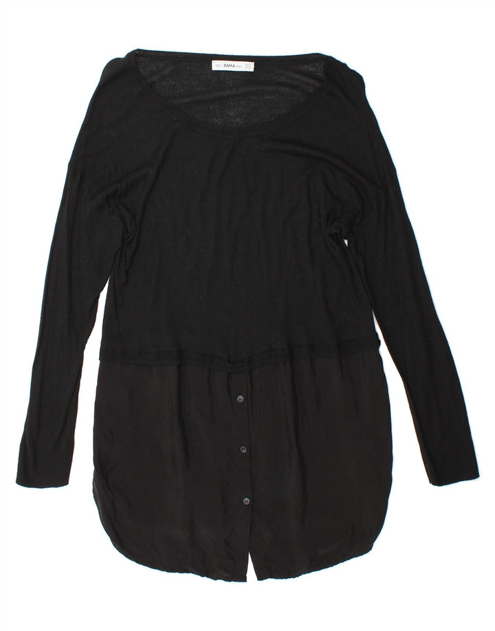 ZARA Womens Boat Neck Jumper Sweater UK 10 Small Black Vintage Zara and Second-Hand Zara from Messina Hembry 