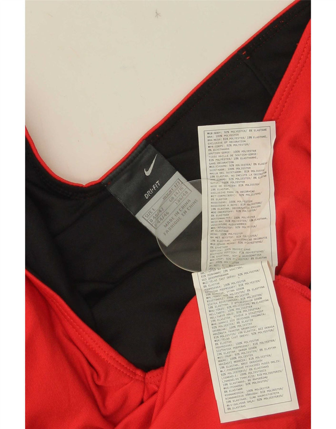Nike Damen Dri Fit Weste Top UK 14/16 Großes rotes Colourblock-Polyester