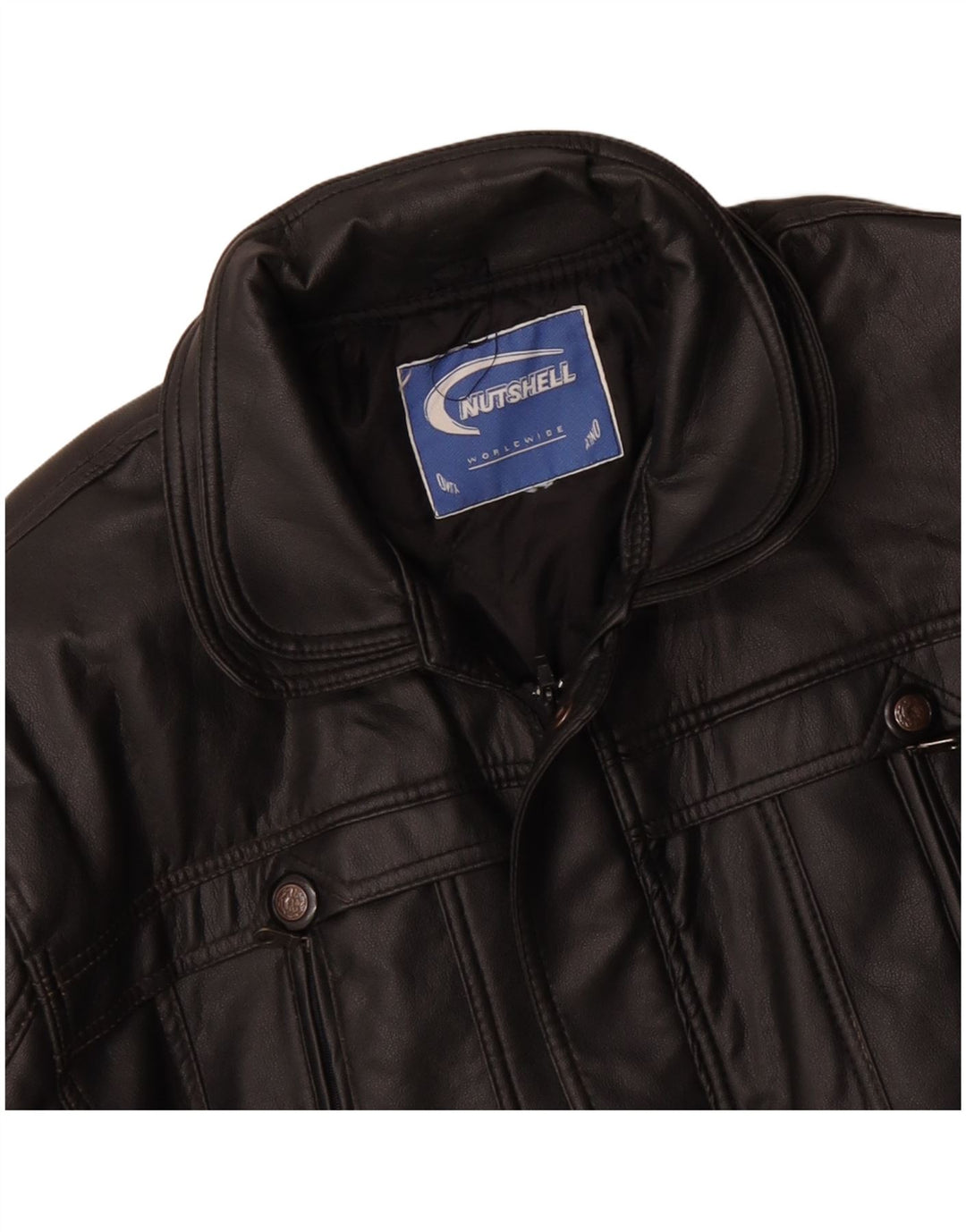 NUTSHELL Herren Ledermantel UK 40 Large Schwarz