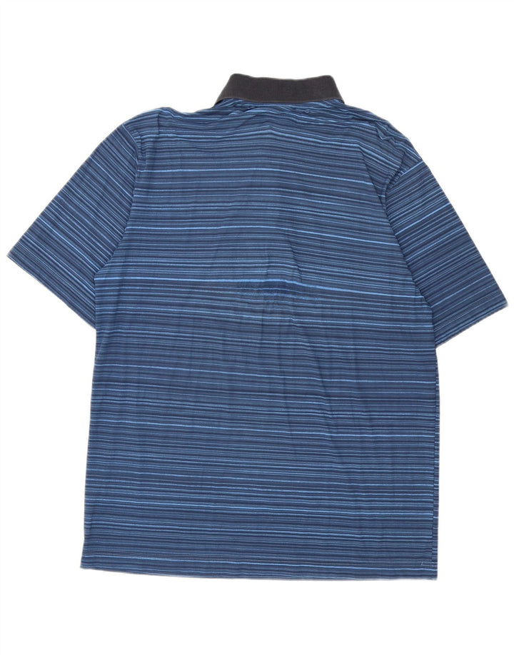 AUSTRALIAN L'ALPINA Herren-Poloshirt IT 50 Mittelblaues Nadelstreifen-Polyester