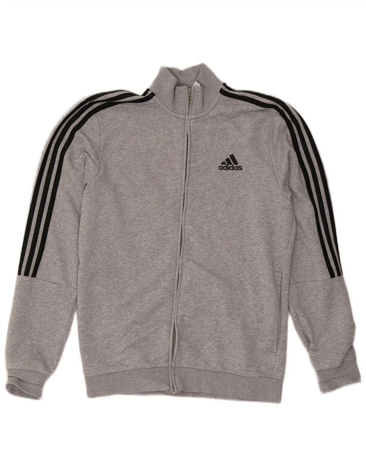 Adidas Herren-Trainingsanzug-Topjacke, UK 38/40, mittelgrau gefleckte Baumwolle