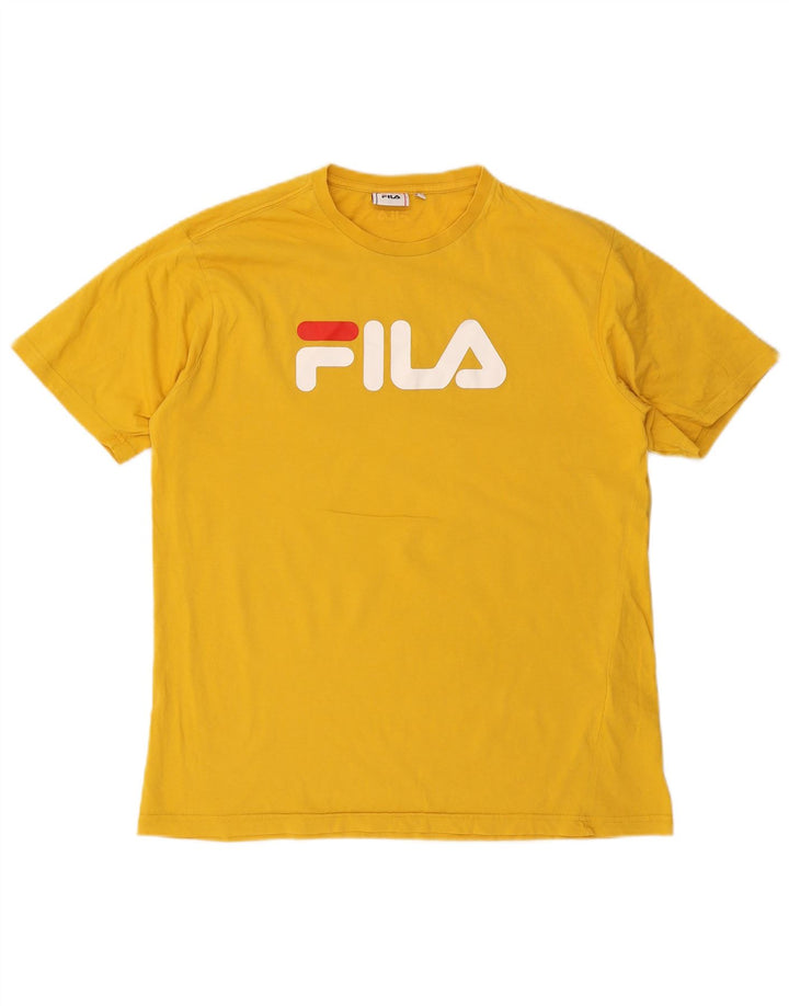 Fila Herren Grafik-T-Shirt-Oberteil, groß, gelbe Baumwolle