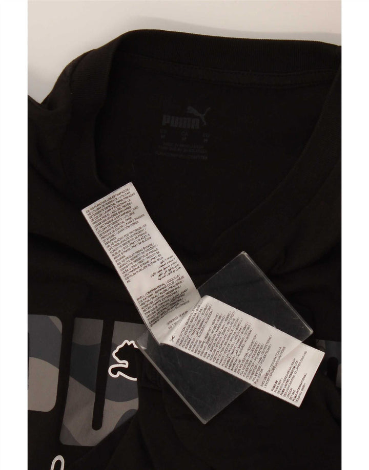 Puma Herren Grafik T-Shirt Top Mittelschwarz Baumwolle