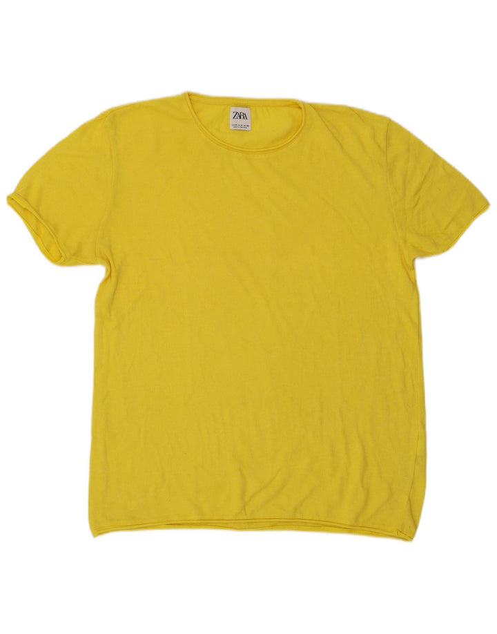 Zara Herren T-Shirt Top mittelgelbe Baumwolle